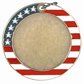 Medal, "Insert Holder" Stars & Stripes Design - 2-1/2" Dia.