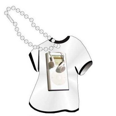 Mp3 Player Promotional T Shirt Key Chain w/ Black Back (4 Square Inch)