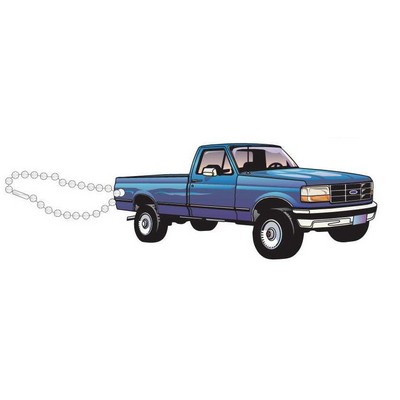 Blue Pick Up Truck Promotional Key Chain w/ Black Back (6 Square Inch)