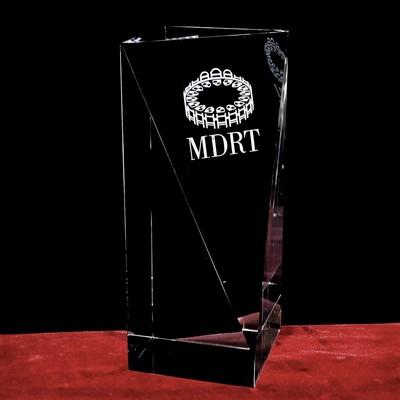 Crystal Victory Tower Pillar Award w/Custom Etching (6")