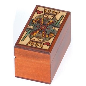 2 Deck Playing Card Box w/King Of Hearts On Lid (4 3/4"x2 1/2"x2 7/8")