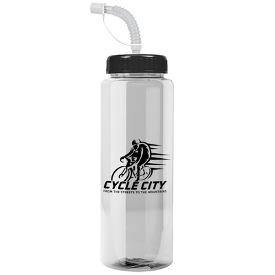 Garyline® Guzzler Bottle with Straw Lid - 32 oz.