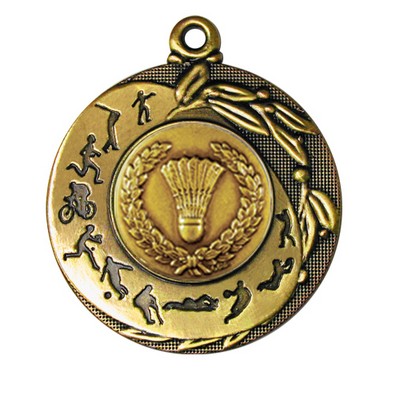 Stock Sport Silhouettes 2" Medal- Badminton