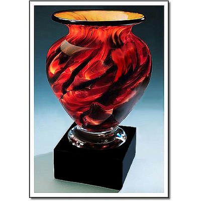 Swirling Ember Cauldron Vase w/ Marble Base (4.5"x7.5")