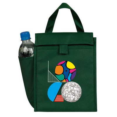 Non Woven Insulated Lunch Bag w/Bottle Pocket
