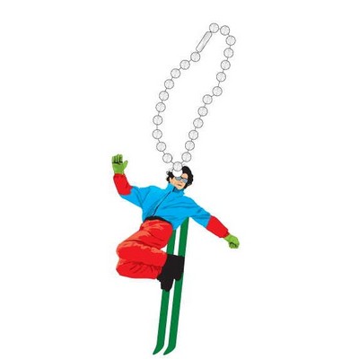Skier Promotional Key Chain w/ Black Back (10 Square Inch)