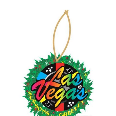 Las Vegas Poker Chip Wreath Ornament w/ Clear Mirrored Back (3 Square Inch)