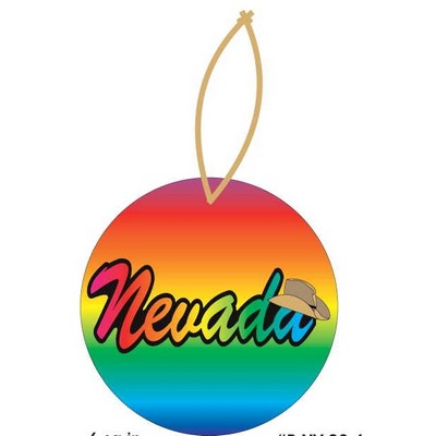 Nevada w/ Cowboy Hat Promotional Ornament w/ Black Back (2 Square Inch)