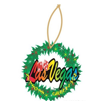 Las Vegas w/ Dice Promotional Wreath Ornament on Black Back (2 Square Inch)