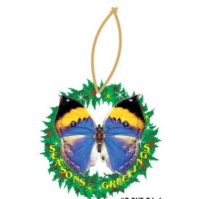 Black & Blue Butterfly Wreath Ornament w/ Black Back (2 Square Inch)