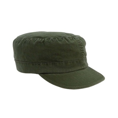 Women's Olive Drab Ripstop Vintage Adjustable Fatigue Cap