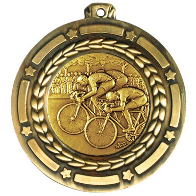 Stock Star Struck Medal (Bicycling) 3 1/2"