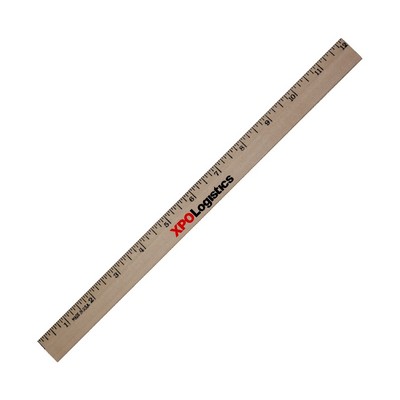 12" Clear Lacquer Finish Beveled Wood Ruler w/English Scale
