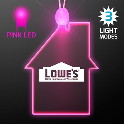 Imprinted House Light Up Necklace with Pink LED - PRINTED