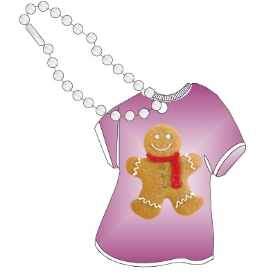 Gingerbread Man Promotional T-Shirt Key Chain w/ Black Back (2 Square Inch)