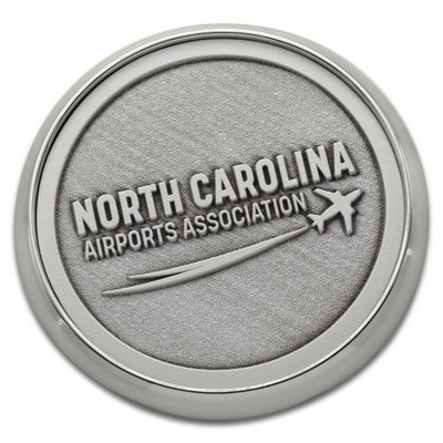 Nickel Plated Boardroom Coaster w/ Pewter Insert