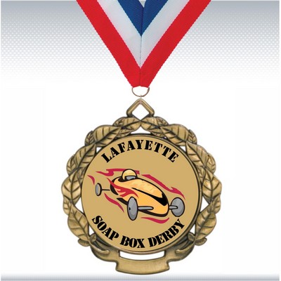 2 3/4" Gold Leaf Medal w/2" Insert