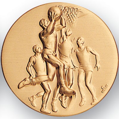 2" Basketball Gold Male Stamped Medallion Insert Disc