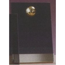 Smoked Glass Plaque Award w/Gold Basketball Accent, Gold Plastic Mounts & Base (4"x6.5")