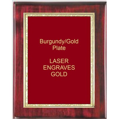 Rosewood 8" x 10" Piano Finish Plaque - 6" x 8" Red/Gold Florentine Plate