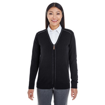 Devon and Jones Ladies' Manchester Fully-Fashioned Full-Zip Cardigan Sweater