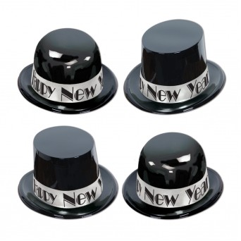 Black & Silver Showtime Toppers & Derbie Hats