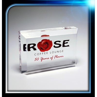 Corporate Series Rectangle Paper Weight w/Bevel on Top (3"x2"x3/4")