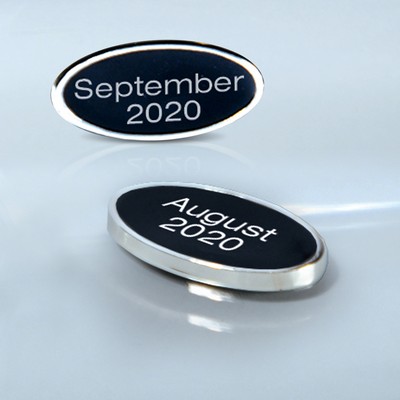 Black and Silver Cloisonné Oval Date Bar-Adhesive
