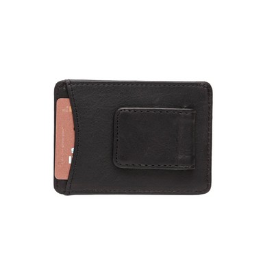 Ashlin® Designer Jett Midnight Black Money Clip Wallet w/2 Card Pockets