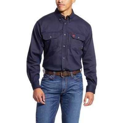 FR Solid Vent Navy Work Shirt