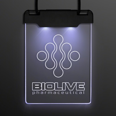 LAZER ENGRAVED - White Space Glow Light Badge Necklace