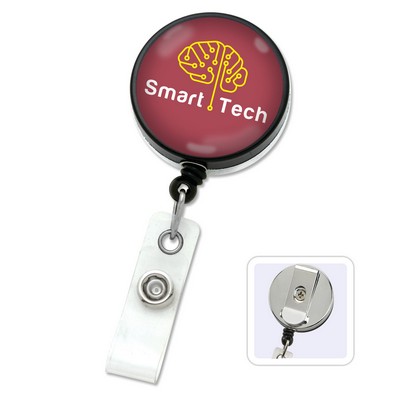 Black/Chrome Heavy-Duty Custom Badge Reels with Belt Clip