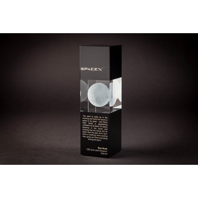 Small Excelsior Award w/ black glass sections 2 3/8 x 2 3/8 x 8"