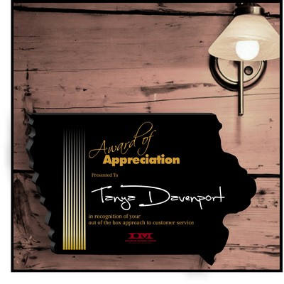 11" Iowa Black Acrylic Plaque