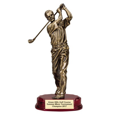 12 ¼" Antique Gold Male Golfer Trophy