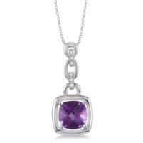 Jilco Inc. Square Amethyst & Diamond Necklace