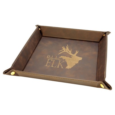 Snap Up Tray, Rustic Faux Leather, 9 x 9"