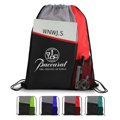 Slant Pocket Drawstring Sports Backpack