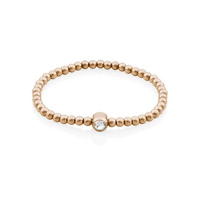 CJ Steelx "Mom and Me" Beaded Stretch Bracelet with 5mm Crystal - Rose Gold - 7"