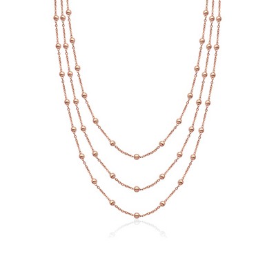 CJ Steelx Beaded Multi Chain Necklace in IP Rose Gold