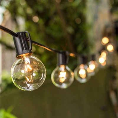 Outdoor String Lights 25' G40 Globe Patio Lights with 26 Edison Glass Bulbs
