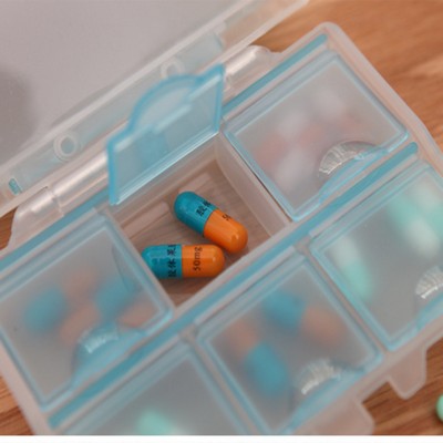 Portable Plastic Double Layer Pill Box With Seven Compartments