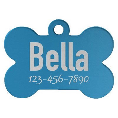 Anodized Aluminum Blue Bone Pet Tags, Engraved, 1 1/4" x 3/4"