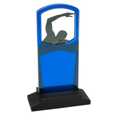 Swimming Award Black Wood Base