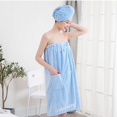 100% Cotton Wrap Towel w/Front Pocket