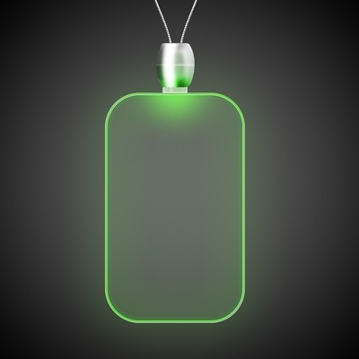 24" Green Dog Tag Light-Up Pendant Necklace(Laser Engraved)