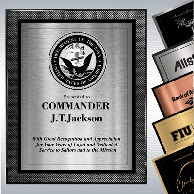 Piano Carbon Fiber Finish Plaque w/Choice of Double Plate (9" x 12")