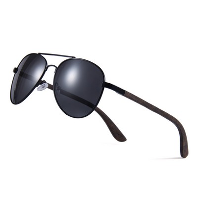 Wooden Classic Aviator Series Ebony, Zebra & Rosewood Sunglasses (SNOQUALMIE)