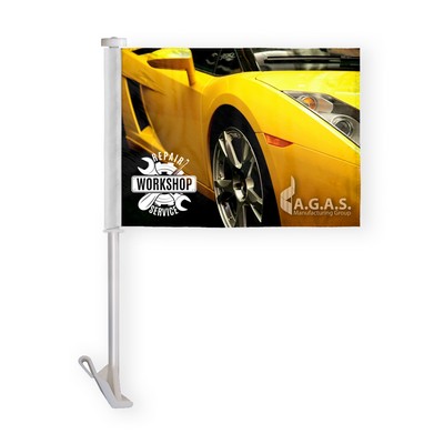 12" x 16" wPoly Custom Digital Car Flag with Sticker