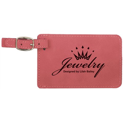 4 1/4" x 2 3/4" Pink Leatherette Luggage Tag